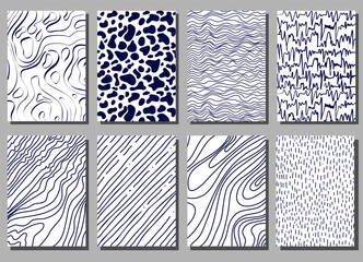 Hand drawn posters set of ink grunge texture.