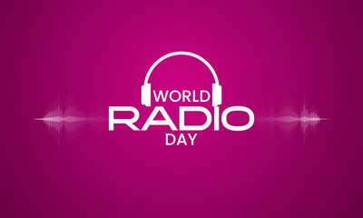 World Radio Day creative design for social media banner, poster 3D Illustration - obrazy, fototapety, plakaty