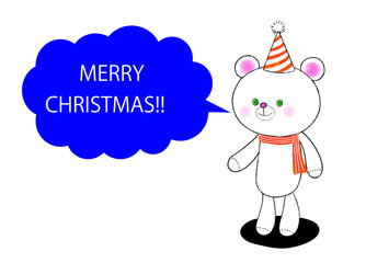 クリスマス用かわいいくまの吹き出しフレームイラスト素材