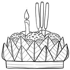 illustration of Loy Krathong festival for coloring
