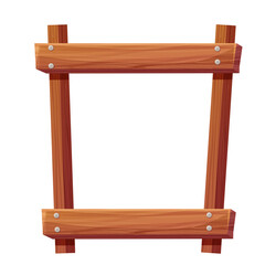 Wooden frame border from planks with nails. Wood board, brown old planks and panels with splits, game ui design