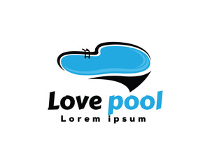 love heart swimming pool logo symbol design template illustration inspiration
