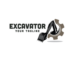 excavator machine automotive contractor Logo design vector template illustration inspiration