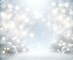 White christmas background with bokeh lights.