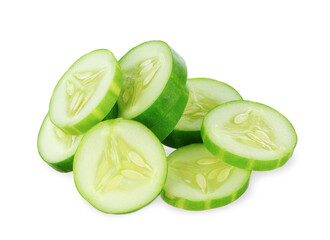 Sliced of Cucumber isolated on white background