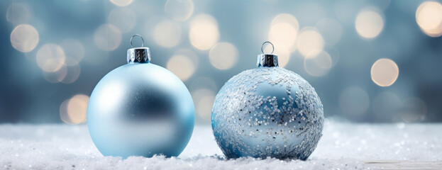 Festive Holiday Decorations Glistening in the Winter Snow