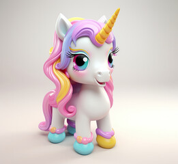 3d toy cute unicorn isolated , cartoon character 