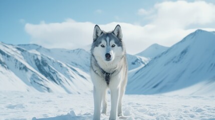 Fototapeta premium Majestic Husky in Snowy Wilderness