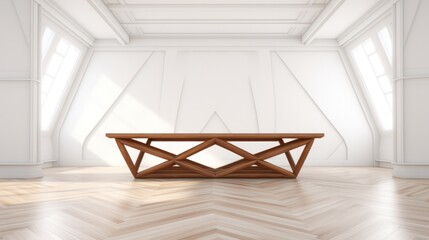 Modern 3D Render of White Wood Table in Adobe Dimension Interior Background.