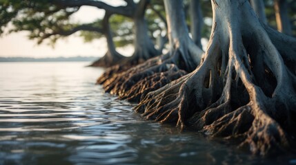 Close-Up of Edenton's Cypress Knees in Albemarle Sound Waterscape.