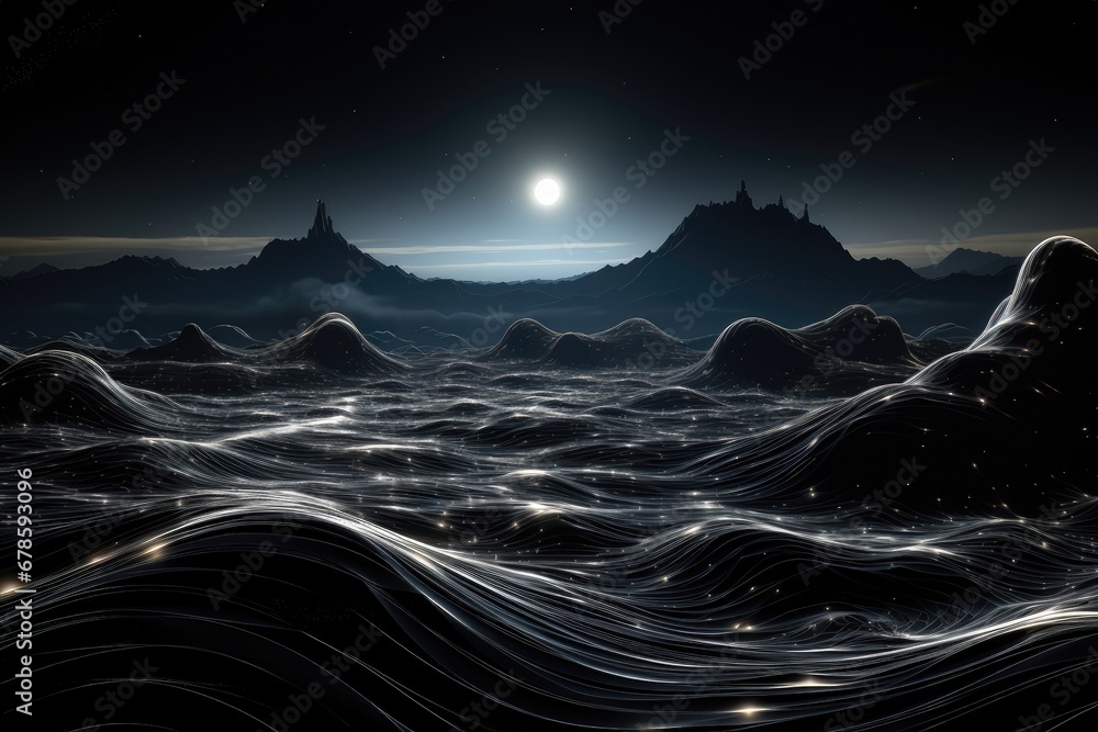 Canvas Prints an abstract sci-fi wallpaper against a black background, creating a mysterious composition that merg