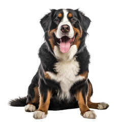 Bernese Mountain Dog in Sitting Pose Isolated on Transparent Background