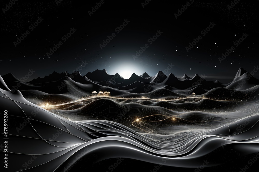 Canvas Prints an abstract sci-fi wallpaper against a black background, creating a visually captivating composition