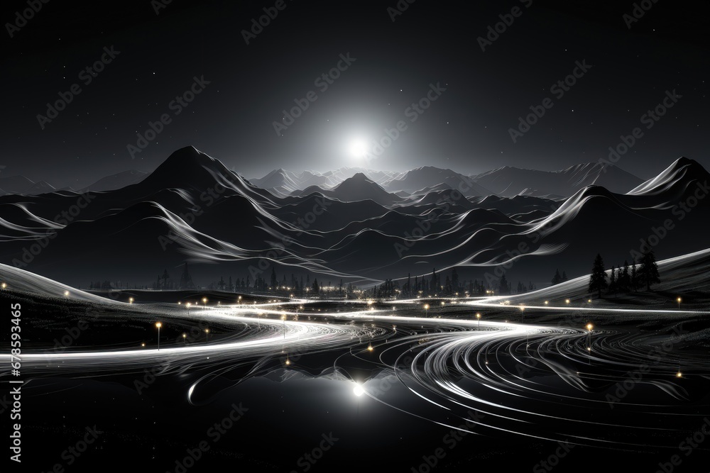 Canvas Prints an abstract sci-fi wallpaper against a black background, creating a visually captivating composition