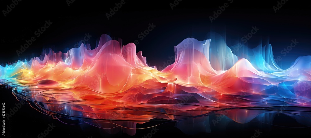 Wall mural an abstract wallpaper with a black background, in a wide format, creating a composition that emphasi