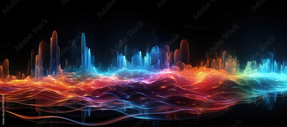Canvas Prints an abstract wallpaper with a black background, in a wide format, creating a futuristic composition t