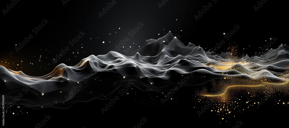 Wall mural an abstract wallpaper with a black background, in a wide format, creating a composition that seamles