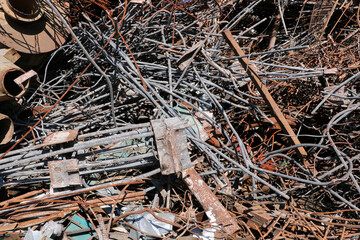 Pile of scrap metal from rebar and other steel waste.