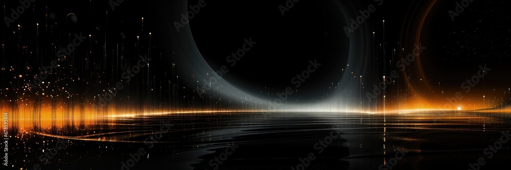 Canvas Prints an abstract wallpaper with a black background, in a wide format, creating a futuristic composition t