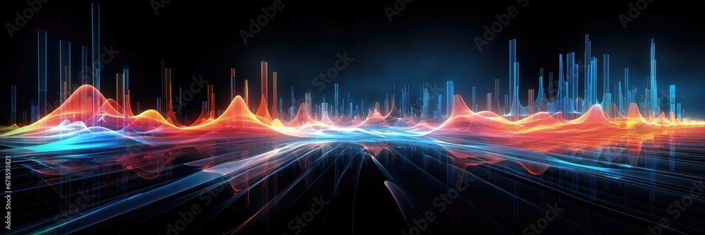 Canvas Prints an abstract wallpaper with a black background, in a wide format, creating a futuristic composition t