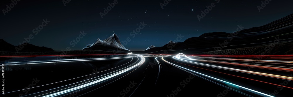 Wall mural an abstract wallpaper with a black background, in a wide format, creating a visually captivating and