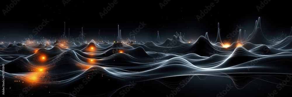 Canvas Prints an abstract wallpaper with a black background, in a wide format, creating a futuristic composition t