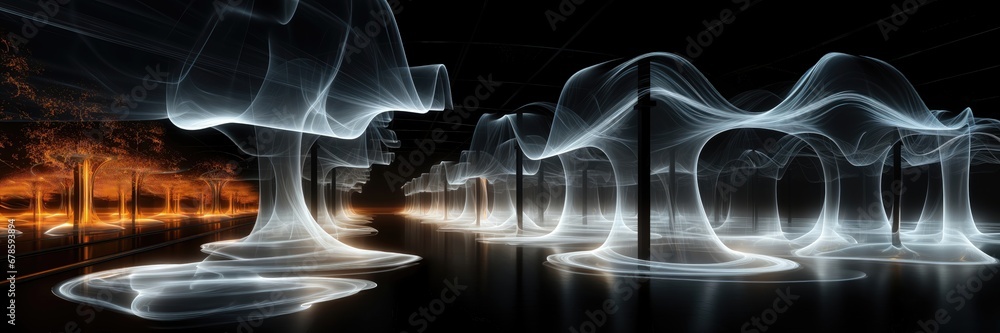 Canvas Prints an abstract wallpaper with a black background, in a wide format, creating a composition that seamles
