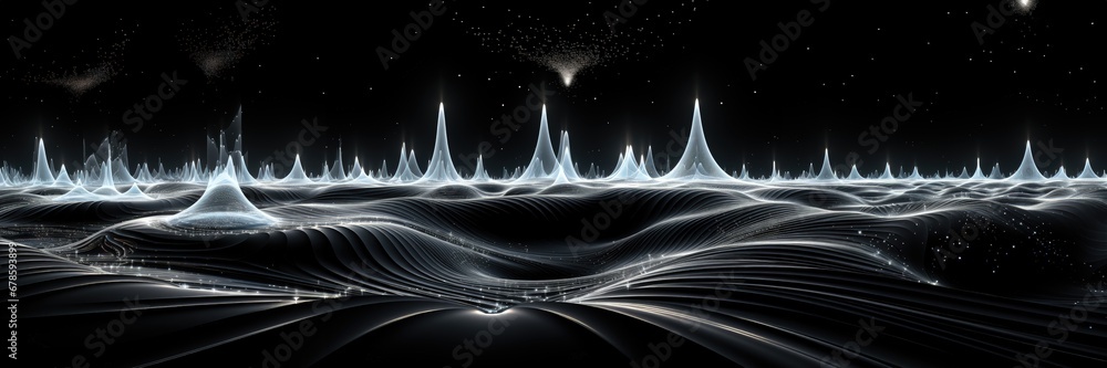 Canvas Prints an abstract wallpaper with a black background, in a wide format, creating a futuristic composition t