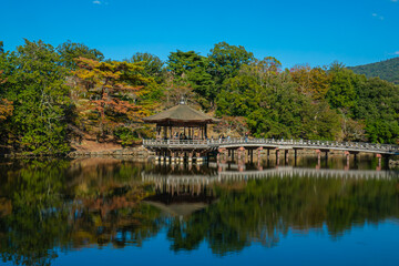 Fototapeta na wymiar 秋が近づく奈良の浮見堂