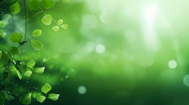 green abstract nature background. Generative Ai.