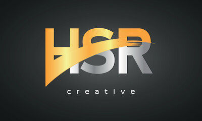 HSR Letters Logo Design with Creative Intersected and Cutted golden color