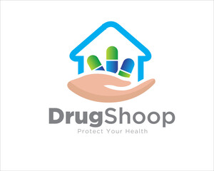 drug shop medical and health service logo for medicine shop