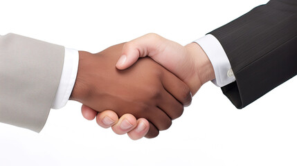 Professional handshake successfully convinces two businessmen for business agreement on white background created with Generative AI Technology 