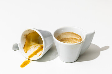 coffee cups used on a white