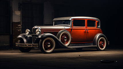 Side view of collectors old vintage car.