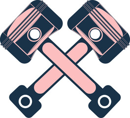 Vintage Motorcycle Illustration Piston