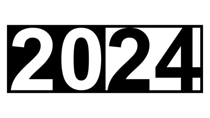 Typography black white logo 2024, happy new year 2024 eve