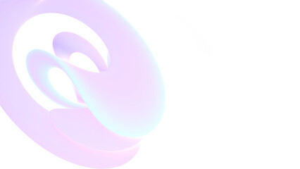 Light mint, soft pink, lilac abstract twisted curved 3d shape on white background 8k 16:9. Pastel minimalistic geometric backdrop for poster, cover, website banner, wallpaper, presentation, copy space