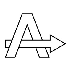 Letter A arrow right indicates path, Logo letter A arrow