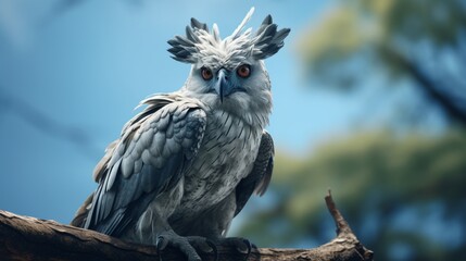 A magnificent harpy eagle perched on a high branch. - obrazy, fototapety, plakaty