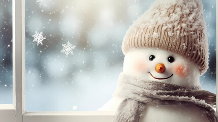 Winter Wonderland with Cute Snowman - Snowfall Backgrounds, Create a festive atmosphere with these enchanting scenes that capture the magic of snowfall.