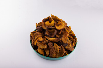 Group of dried apple pieces, Apple chips.