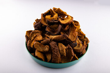 Group of dried apple pieces, Apple chips.
