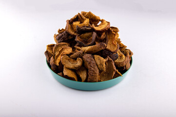 Group of dried apple pieces, Apple chips.