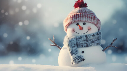 Winter Wonderland with Cute Snowman - Snowfall Backgrounds, Create a festive atmosphere with these enchanting scenes that capture the magic of snowfall.