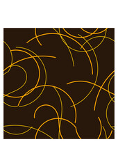 Editable Abstract Yellow Curved Lines Vector Seamless Pattern With Dark Background for Decorative Element