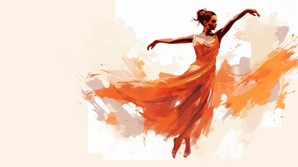 Sketch of a dancing woman. Figure on a white background