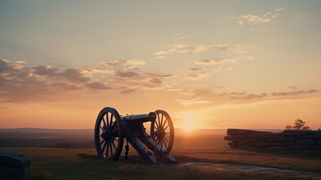 Spectacular Sunrise Image of Abraham Lincoln Gettysburg Cannon at National Military Park