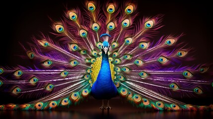 A striking peacock displaying its iridescent feathers.