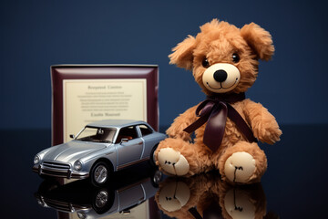 teddy bear with a car